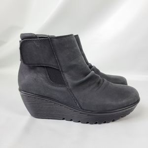 Skechers Leather Parallel Fastened Wedge Cooling Memory Foam Boots Sz 9